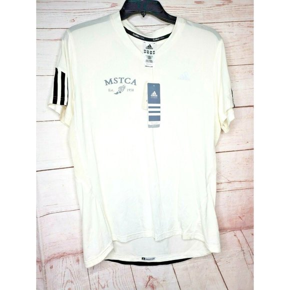 Adidas Clima Cool MSTCA Short Sleeve White Black Large Activewear T Shirt - Picture 1 of 12